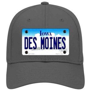Des Moines Iowa Metal on Cotton Velcro Hat - Charcoal